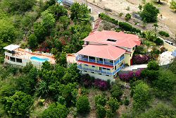 Arca Villa Antigua ï¿½ an aerial view of Antigua villa rentals property and hillside