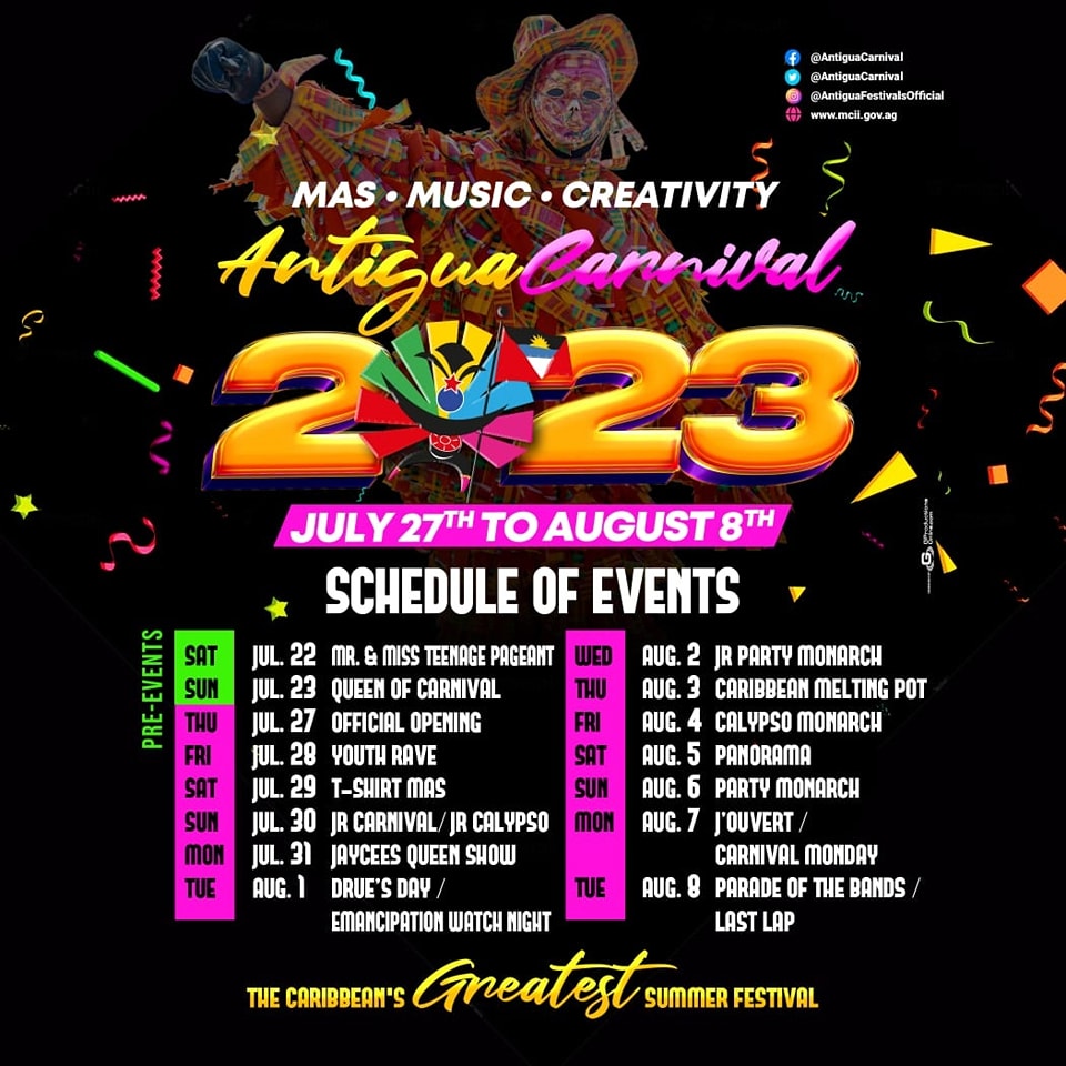 Antigua Carnival Schedule